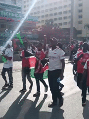 Arsenal fans celebrate in Nairobi streets with flags, vuvuzelas