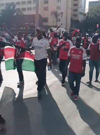 Arsenal fans celebrate in Nairobi streets with flags, vuvuzelas
