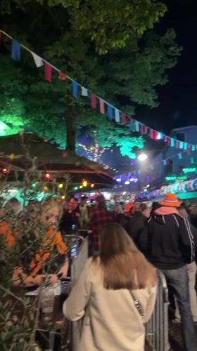 Large crowd gathers on decorated street in Enschede