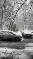 Late April snow blankets Moscow residential area