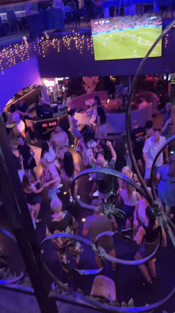 Sofia club night: live drums, dancing, and soccer on screen