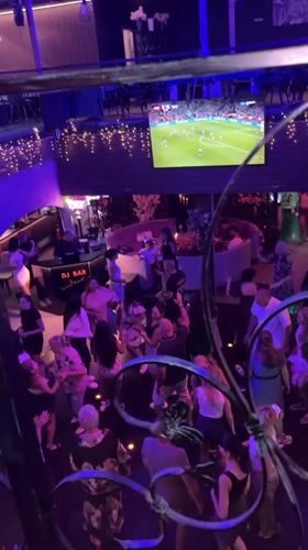 Sofia club night: live drums, dancing, and soccer on screen