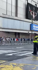 Knicks fans and protesters gather outside Madison Square Garden