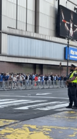 Knicks fans and protesters gather outside Madison Square Garden
