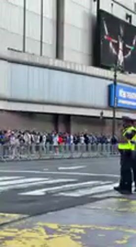 Knicks fans and protesters gather outside Madison Square Garden