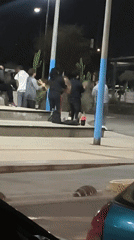 Nighttime street music performance draws crowd in Arica, Chile