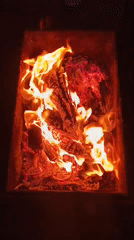 Evening moments captured in Botovo: bonfire, dusk sky, calico cat