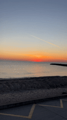 Sunset captured over Black Sea beach in Pomorie, Bulgaria