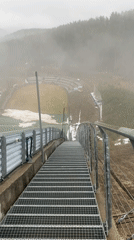 Heavy fog blankets winter sports facility in Прикамский, Russia