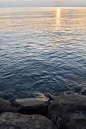 Sunset documented over Lhokseumawe coast with boats and cats