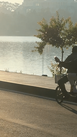 Morning lakeside recreation captured around Da Lat, Vietnam