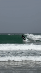 Surfer wipes out on overcast morning at Tel Aviv beach