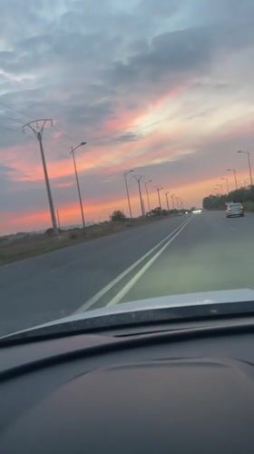 Evening highway drive captured in Tassoultante, Morocco