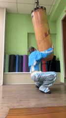 Woman films acrobatic workout session at Abakan dance studio