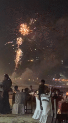 Beach fireworks celebration draws crowds in Kuta Selatan