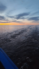 Ocean sunset observed from ship in Russian waters