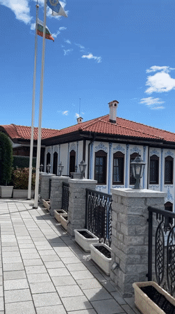 Tourist selfies and historic architecture captured in Plovdiv Bulgaria
