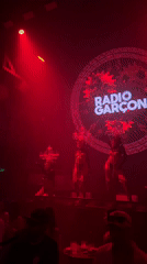 Radio Garçon night at a North Kuta club, red lights and live sets