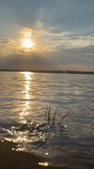 Sunset reflections captured on Russian waterway near Ol'khovskoye