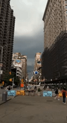 NYC street scenes captured under stormy skies