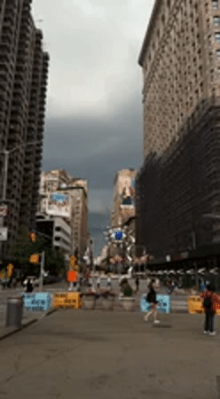 NYC street scenes captured under stormy skies