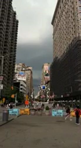 NYC street scenes captured under stormy skies
