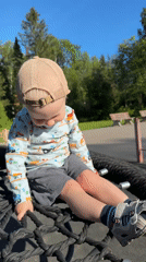 Child plays at playground in Vereshchagino, Russia