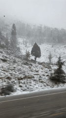 Heavy snowfall reduces visibility for motorist in Akseki, Turkey
