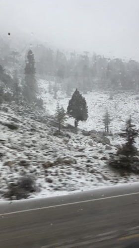 Heavy snowfall reduces visibility for motorist in Akseki, Turkey