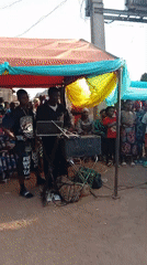 Community celebration with dancing held in Goni Gara, Nigeria