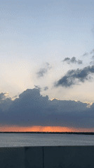 Sunset captured over water from Cleveland area bridge