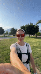 Woman Records Selfie Video at Fethiye Waterfront Park