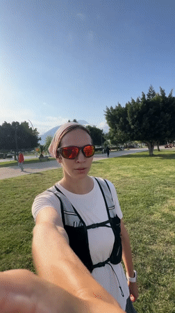 Woman Records Selfie Video at Fethiye Waterfront Park
