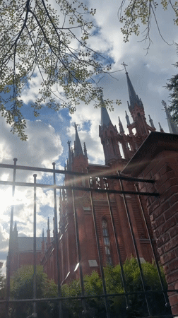 Afternoon at a Moscow cathedral with nature and architecture details
