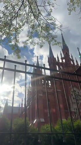 Afternoon at a Moscow cathedral with nature and architecture details