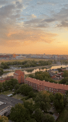 Sunset captured from multiple angles across Kaliningrad, Russia
