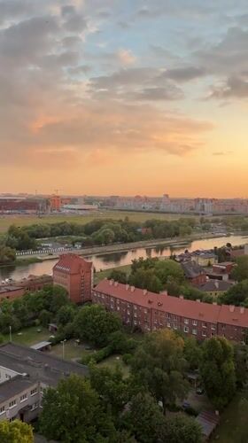 Sunset captured from multiple angles across Kaliningrad, Russia