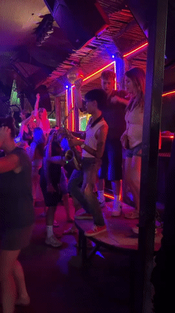 Live music and nightlife along Lombok's bar strip