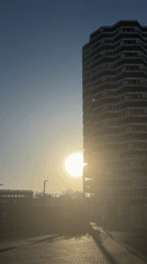 Modern London apartment building documented during morning hours