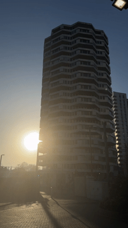 Modern London apartment building documented during morning hours