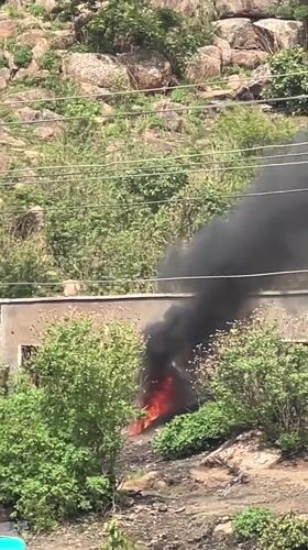 Fire burns near building in Gura Top, Nigeria