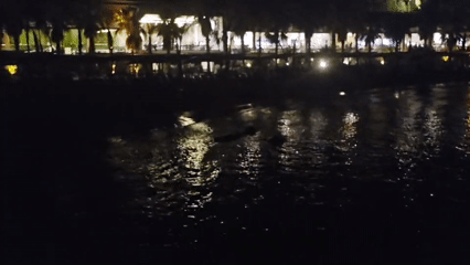Bodrum coastline and resort at night, lights on water