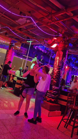 Neon-lit nightclub buzzing in San Bartolomé de Tirajana