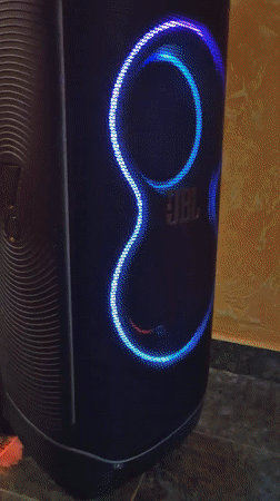 JBL PartyBox speaker with LED lights filmed in Pavlikeni