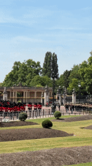 Palace guards perform ceremonial duties at Buckingham Palace