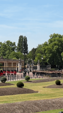 Palace guards perform ceremonial duties at Buckingham Palace