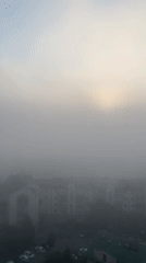 Dense fog blankets Irkutsk on a summer evening