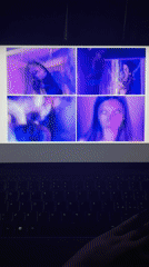 Person views women's portrait photos on laptop in Milan