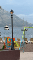 Beach playground scene captured in Budva, Montenegro