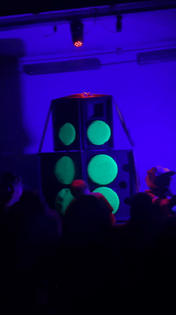 Early morning party with club lighting in Buenos Aires
